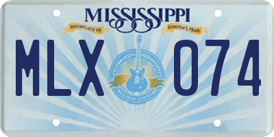MS license plate MLX074