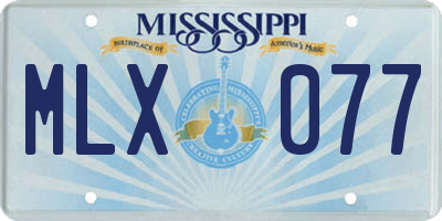 MS license plate MLX077
