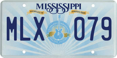 MS license plate MLX079