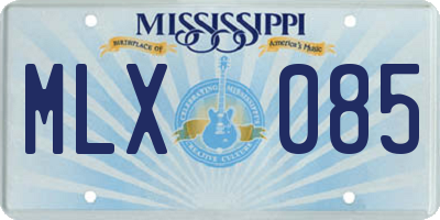 MS license plate MLX085