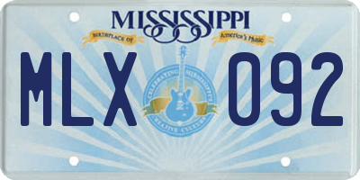 MS license plate MLX092