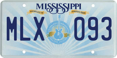 MS license plate MLX093