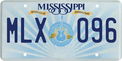 MS license plate MLX096