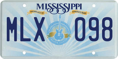 MS license plate MLX098
