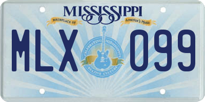MS license plate MLX099