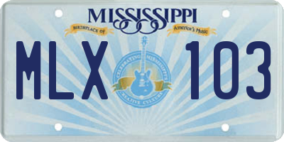 MS license plate MLX103