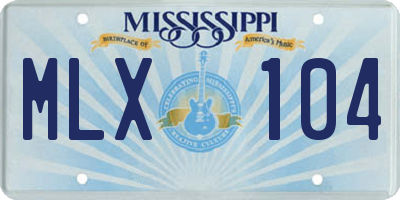MS license plate MLX104