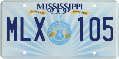 MS license plate MLX105