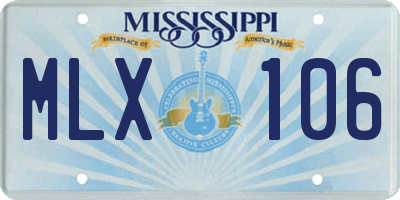 MS license plate MLX106