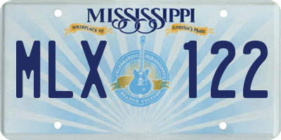 MS license plate MLX122