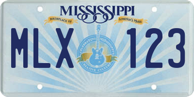 MS license plate MLX123