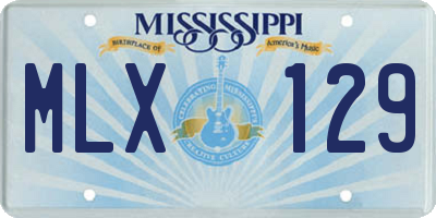 MS license plate MLX129