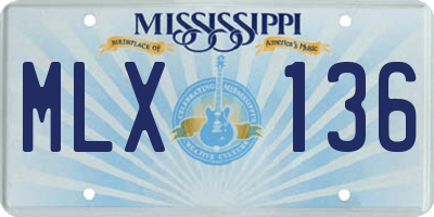 MS license plate MLX136