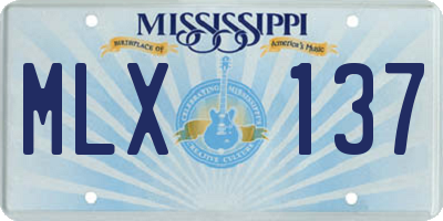 MS license plate MLX137