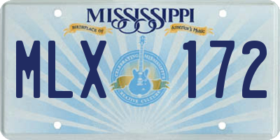 MS license plate MLX172