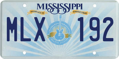 MS license plate MLX192