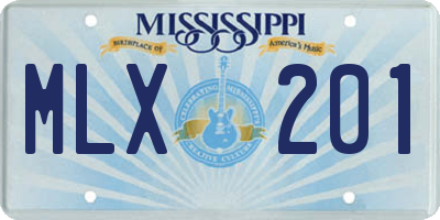 MS license plate MLX201