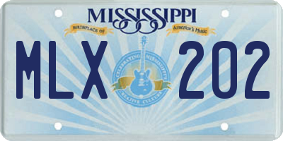 MS license plate MLX202