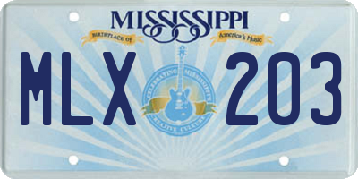MS license plate MLX203
