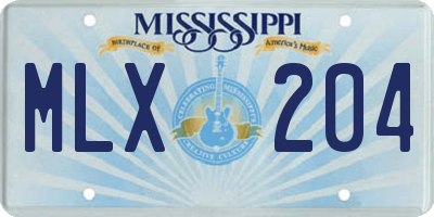 MS license plate MLX204