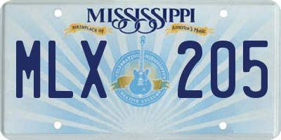 MS license plate MLX205