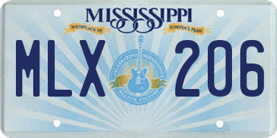 MS license plate MLX206