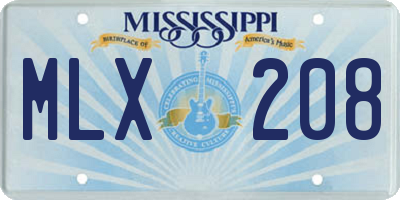 MS license plate MLX208