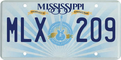MS license plate MLX209