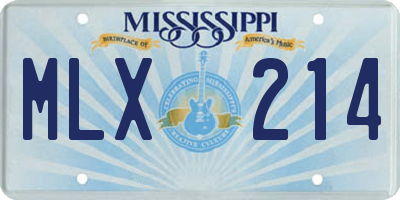 MS license plate MLX214