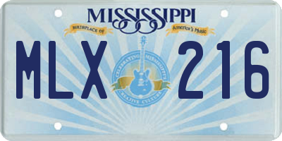 MS license plate MLX216