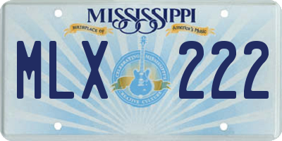 MS license plate MLX222