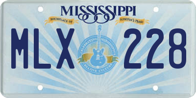 MS license plate MLX228