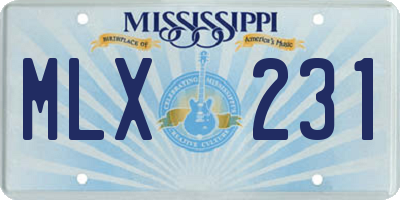 MS license plate MLX231
