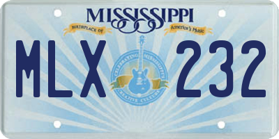 MS license plate MLX232