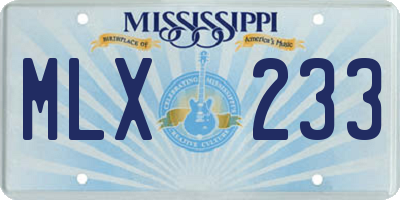 MS license plate MLX233