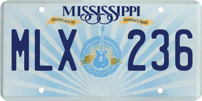 MS license plate MLX236
