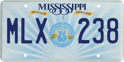 MS license plate MLX238