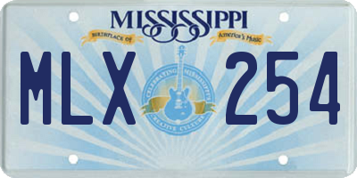 MS license plate MLX254