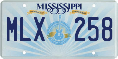 MS license plate MLX258