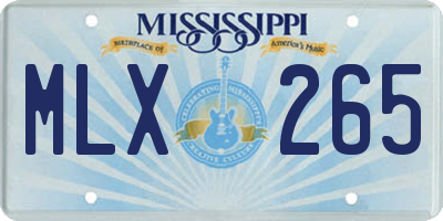 MS license plate MLX265
