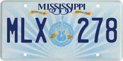 MS license plate MLX278
