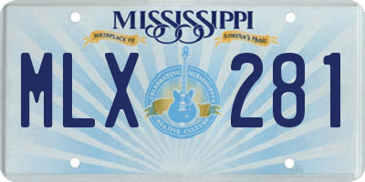 MS license plate MLX281