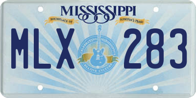 MS license plate MLX283