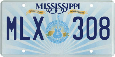MS license plate MLX308