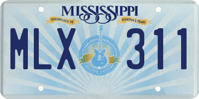 MS license plate MLX311
