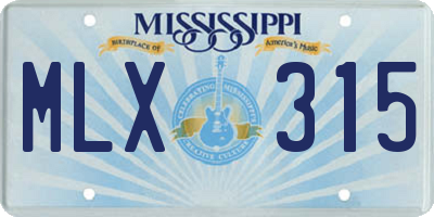 MS license plate MLX315