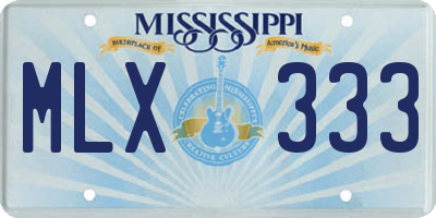 MS license plate MLX333