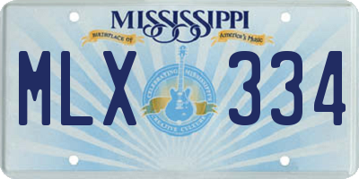 MS license plate MLX334
