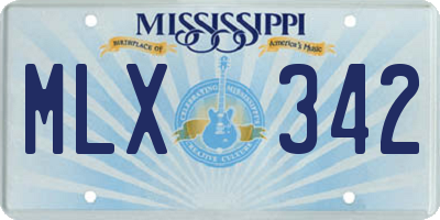 MS license plate MLX342