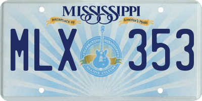 MS license plate MLX353